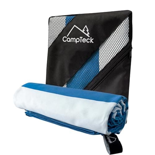 CampTeck U7310 Large (180 x 78cm) Lightweight and Compact Quick Dry Microfiber Travel Towel for Sports, Gym, Beach, Swimming, Yoga, Camping - Blue and White Striped — view 2