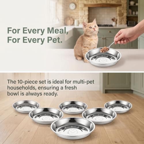 10 Pcs Stainless Steel Cat Bowls, Pet food Bowls for Cats and Puppies — view 4