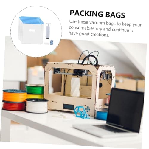 POPETPOP Vacuum Compression Storage Bags Set with Manual Pump and Seal Clips Nylon Carbon Fiber Dustproof Space Saver Bags for 3d Printer Consumables and 5 Desiccants for Organized Packing — view 5
