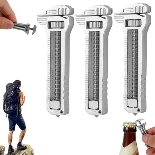 Compact Titanium Multitool, Portable Mini Multitool Wrench, Adjustable Wrench Alloy Tool with Bottle Opener, Nail Puller, and Caliper, for Home, Camping, and DIY Projects (3pcs)