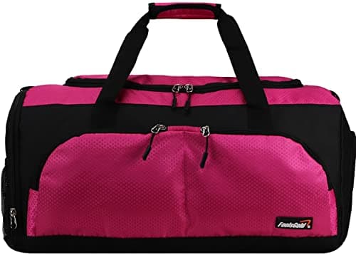 foolsGold Gym Duffle Bag with Shoe Compartment – Large Sports Holdall with Multiple Pockets, Fully Lined Interior, Durable 600D Polyester, Padded Strap & Base Pads – Pink — view 2