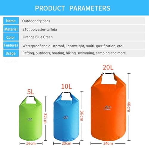 Sadodo Waterproof Dry Bag Set,Pack of 3PCS 5L 10L 20L Ultralight Camp Bags — view 6