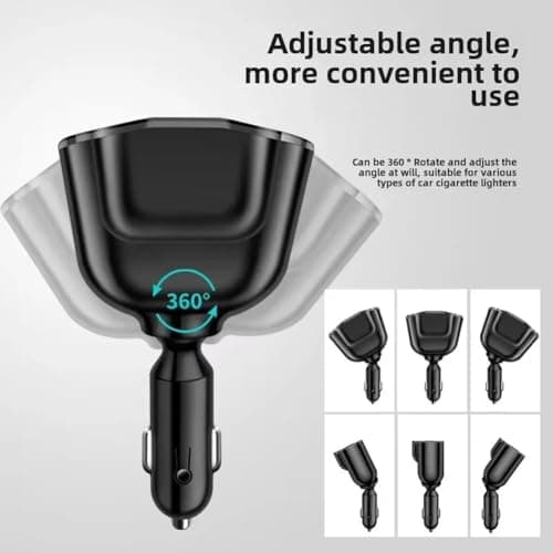 EaseSunny 5-in-1 Car for CHARGER Adapter with 66W PD Fast Charging & Digital Display, 360° Adjustable Multi-Port USB Socket for Smartphones and Tablets — view 3