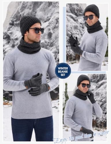 heekpek Hat Scarf Gloves Set for Men Chenille Accessories Set — view 2