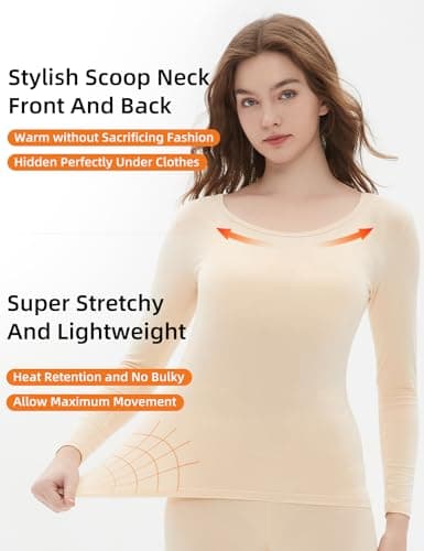 Vinconie Women Warm Knitted Thermal Tights Long Winter Leggings Ski Shirt, S, 1 Pack Beige — view 3