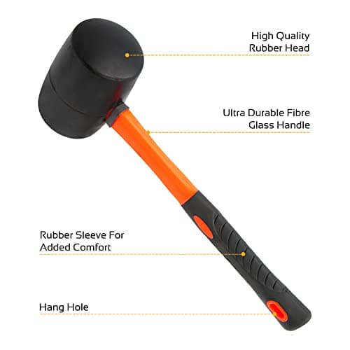 Milestone Camping 16000 32oz Rubber Mallet/Sturdy Fibreglass Handle/Ideal for Putting Up Tents & Canopies — view 5