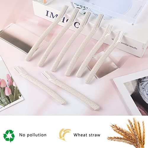 Lanjue 8PCS Dermaplaning Face Blades, Beige Wheat Straw Razor Set for Women — view 2