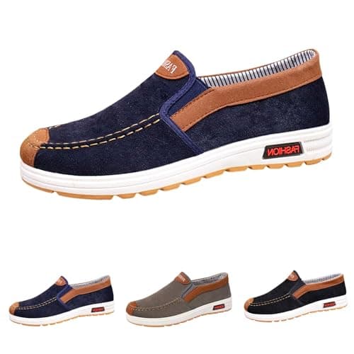 Mens Loafer Casual Shoes Comfort Lightweight Driving Travel Walking Shoes for Adult Male Canvas Pumps Low-Top Sneakers Flat Gym Shoe dad Gifts Footwear UK 5.5 Blue — view 4