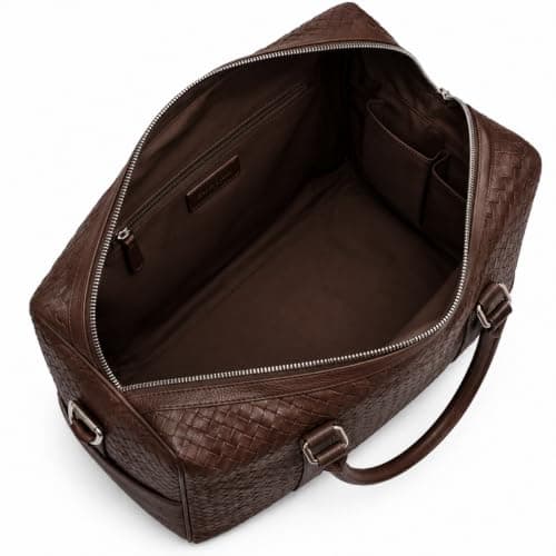 Genuine Leather Duffel Bag 20 Inch | Hand Woven Weekend Travel Bag for Men & Women | Cabin Holdall Carry-On Luggage | Handmade Brown Genuine Leather Overnight Gym Sports Shoulder Bag — view 2