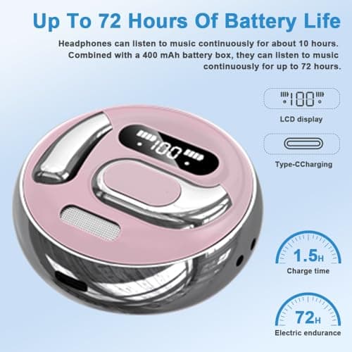 BZRYPREC OWS 144-Language AI Translator Earbuds - Real-Time Speech Translation with Accent Recognition - Learning/Travel/Business Bluetooth Earbuds（Pink） — view 5
