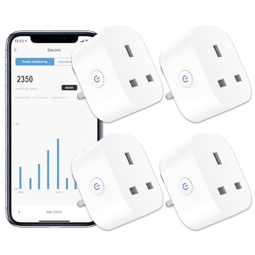 ANTELA Smart Plug with Energy Monitoring, 2,4GHz WiFi Plug with Timer Function, Alexa Voice Control, Smart Life APP Wireless Remote Control, Compatible with Alexa and Google Home, 13A, 4PCS