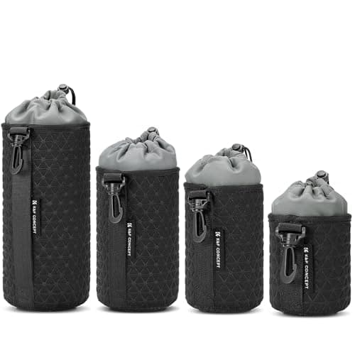 K&F CONCEPT Camera Lens Case, Drawstring Lense Pouch for DSLR SLR, 4 Pack