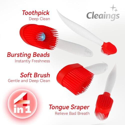 Cleaings Travel Toothbrush 4-in-1 Mini Disposable Toothbrush with Toothpaste 16 Count, Upgraded Design, No Water Needed, Ultra Soft Bristles, Portable with Tongue Cleaner & Toothpick, Mint — view 2