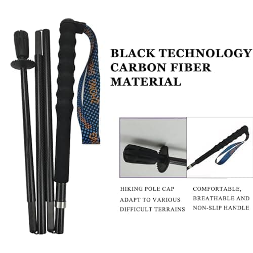 OKHEALING Ultralight Trekking Poles, Foldable, Set of 2, Ultralight Carbon Fiber, Trail Poles with Moisture Wicking Handle, with Storage Bag (120cm) — view 5