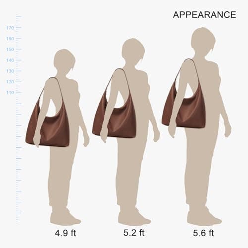 KALIDI Vegan Leather Tote Bag Women Hobo Zipper Shoulder Handbag Slouchy — view 6