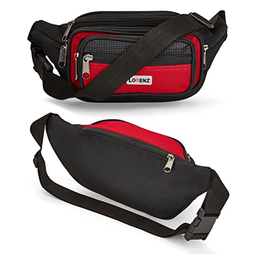 Woodland Leathers Unisex Waist Bag and Bumbag for Women and Men, Multipacket Polyester Bumbags for Ladies Waterproof Belt Bags and Money Bag for Festival, Dog Walking and Running(Red) — view 3