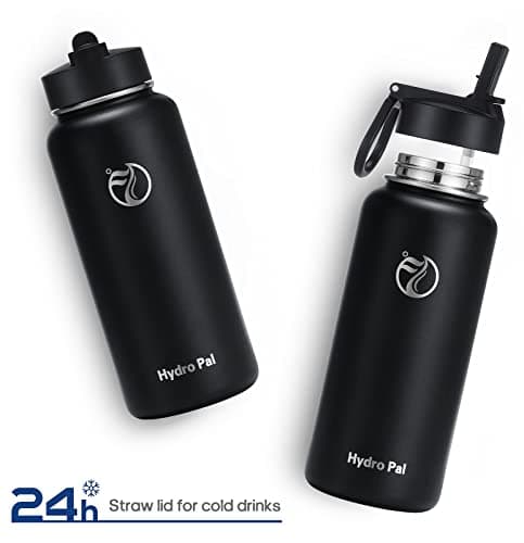 HydroPal Vacuum Insulated 1L Stainless Steel Water Bottle with Dual Lids — view 3