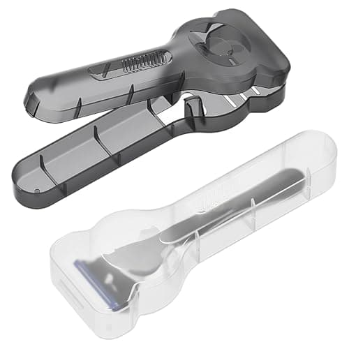2 Pcs Transparent Razor Storage Box, Plastic Safety Razors Travel Case Portable Razor Holder Container Travel Case for Men's Electric Shaver Accessories(Black&White)