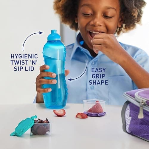Gold Aquila Squeeze Twist 'N' Sip Water Bottle 460ml Leakproof Kids Water Bottle Assorted Colours BPA Free Plastic Bottles for Sports, Gym, School, Home Pack of 1. — view 5