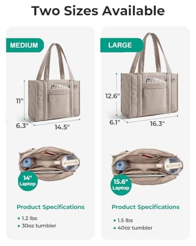 bagsmart Tote Bag for Women, 14/15.6 Inch Laptop Work Handbag with Zip — view 3