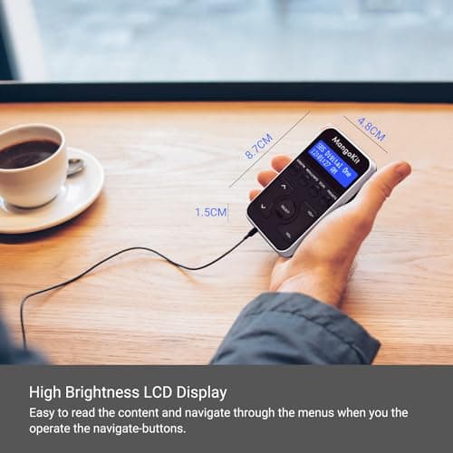 MangoKit MP1 Rechargeable Pocket DAB/FM Radio,Lock Switch,20 Presets,Black — view 6