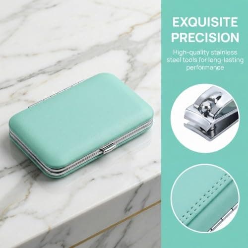 13 Piece Professional Pedicure Nail Clippers Kit, Manicure Set 13 in 1, Portable Travel Grooming Kit, Stainless Steel Nail Scissors Grooming Set for Men and Women (Green) — view 3