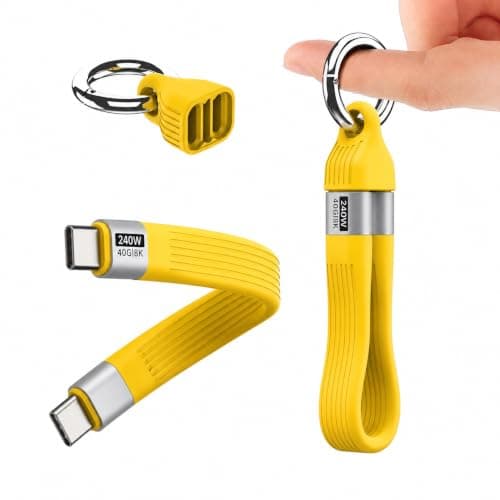 LANQEAOR USB C to USB C Cable 240W Rated, Short Keychain PD Lead, Yellow
