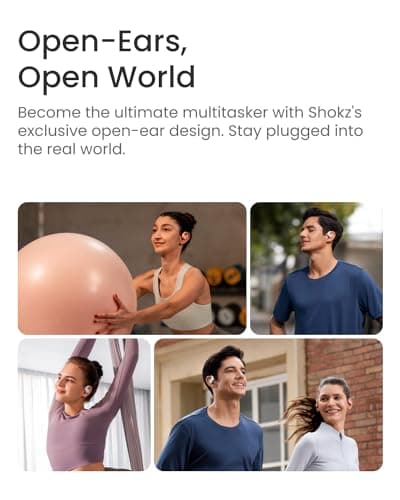SHOKZ OpenFit Air Open-Ear Headphones, True Wireless Bluetooth Earphones with Mic, Fast Charging, 28h Playtime, IP54 Waterproof for Workout - Black — view 5