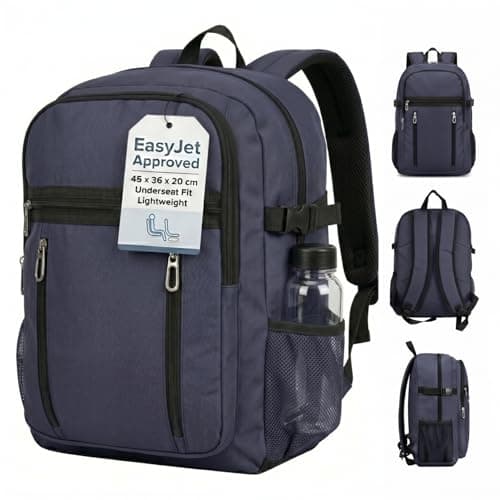 Style Smart EasyJet Cabin Bag 45x36x20 Travel Backpack Carry On Bag Underseat Cabin Bag 45x36x20 Airline Approved Cabin Backpack Travel Rucksack for Flights Laptop Backpack (Navy)