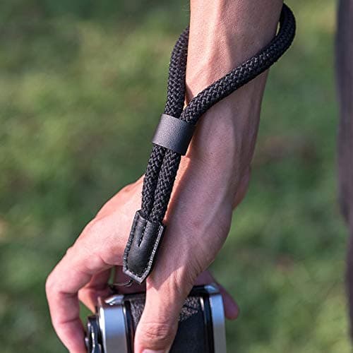 LXH Cotton Camera Wrist Strap, Adjustable Wrist Strap Hand Lanyard for Mirrorless Compact System DSLR Camera Video Camcorder Binoculars (Black) — view 3