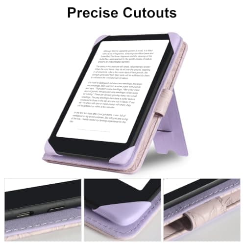HoYiXi Universal Case For 6.8",7" eReader,Compatible with Kindle/Kobo Clara HD/Kobo Clara 2E/Paperwhite/PocketBook/Tolino eReader,with HandStrap/Kickstand, Cover for 6.8"-7'' eReaders,Purple — view 5