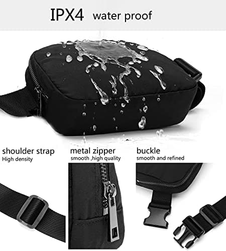 Belt Bag Waist Pack Bum Bag Fanny Pack Crossbody Bags for Women and Men with Adjustable Strap Small Waist Pouch for Travel Workout Running Hiking, Black — view 6