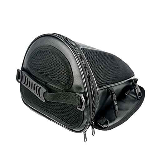 MIGHTYDUTY Motorcycle Tail Bag Backseat PU Leather Motorbike Saddle Bag Multifunctional for Riding Travel Rear Seat Black
