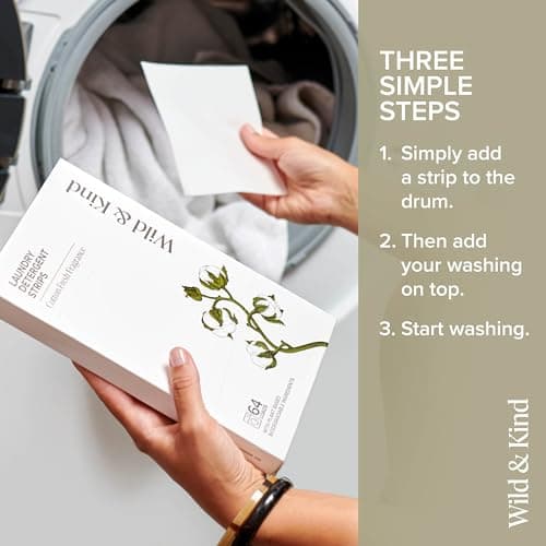 Wild & Kind Laundry Detergent Strips Sheets 64 loads Eco Ultra-Concentrated Non-Bio Cotton Fresh Scent for Machine and Hand Washing — view 3