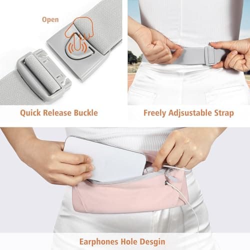 WHIPPY Running Belt for Phone Bag Running Gifts for Women Fanny Pack for Men Elastic Runners Money Belt Phone Holder Hiking Waist Pack, Pink — view 3