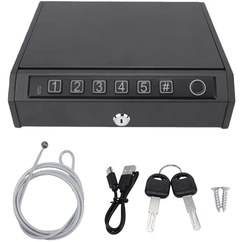 Spacnana Biometric Safe Box Fingerprint Safe Digital Key Security Lock with Anti-Theft Steel Cable LED Light for Handguns Jewelry Passport Cash (K2-1) — view 4