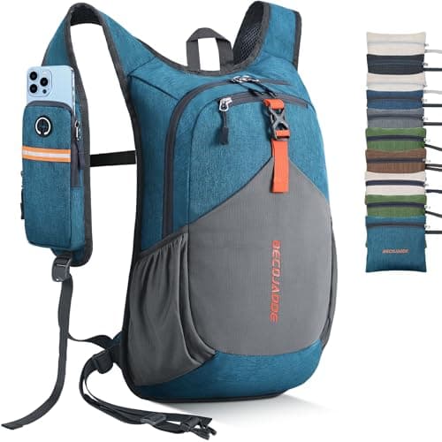 BECOJADDE 18L Hiking Backpack for Men Women Foldable Small Rucksack Lightweight Mini Backpack for Camping Travel Outdoor, Turquoise