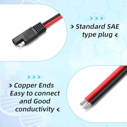 Frienda 8 Pack 12 Awg Connectors Cable Compatible with SAE 30cm 2 Pin Single Plug Disconnect Power Automotive Extension Cable for Motorcycles Cars Charger — view 5