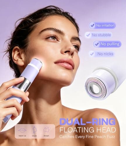Bikini Trimmer Women 2-in-1 Facial Hair Remover for Women,USB-C Razors Woman,Dual Head Shaver Women with Light for Intimate,Lady Shavers for Woman Pubic Hair for Lip Underarm Body,Travel Lock,Violet — view 4