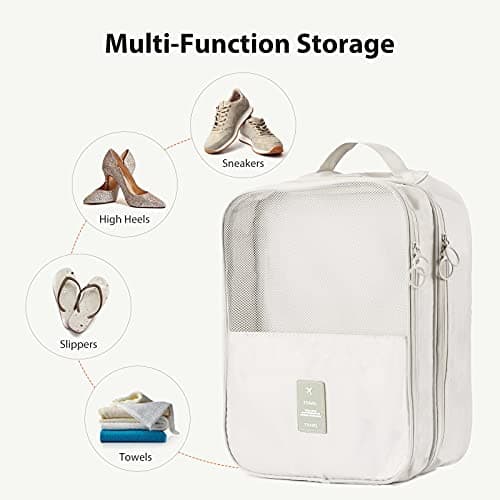 Hezelf Shoe Bag Holds 3 Pair of Shoes, Portable Shoe Storage Pouch for Travel and Daily Use, Travel Suitcase Shoe Organizer,Travel Accessories Essentials, Waterproof, Beige-L, Travel and Daily Use — view 6
