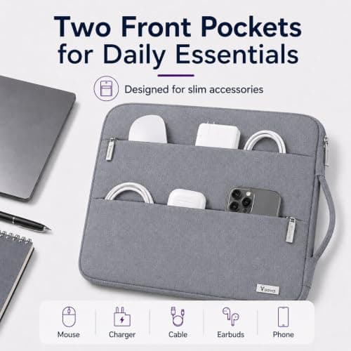 Voova Laptop Sleeve 14-15 Inch, Laptop Case for MacBook Air 15, Grey — view 4