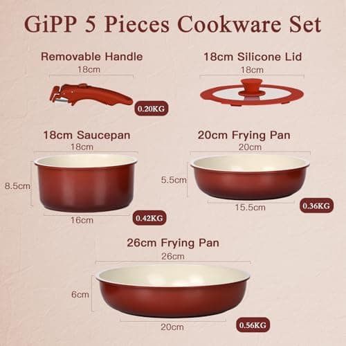 GiPP 5PCS Pots and Pans Set Non Stick with Detachable Handle — view 2