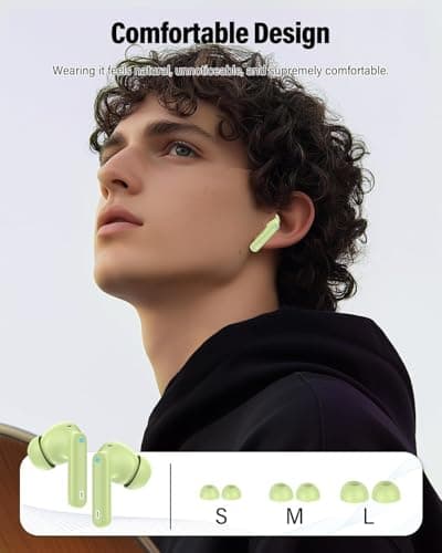 Wireless Earbuds, Bluetooth 5.4 Headphones In Ear with 4 ENC Mic, Wireless Earphones Noise Cancelling Deep Bass, LED Display, Bluetooth Earbuds 36H Playtime, IP7 Waterproof Ear Buds, USB-C Grass Green — view 6