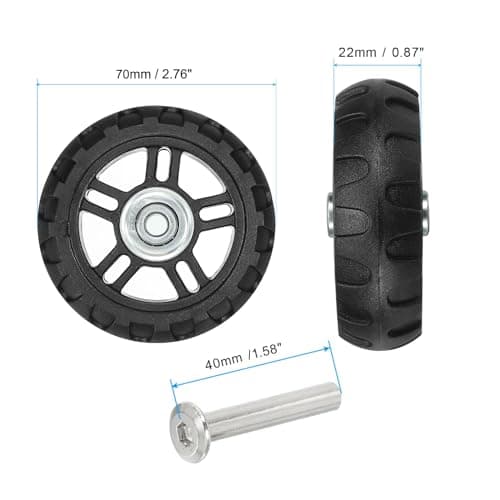 PATIKIL Replacement Luggage Suitcase Wheels Repair Kit, 70mmx22mm Wear-Resistant & Mute 360 Swivel Caster Wheels — view 2