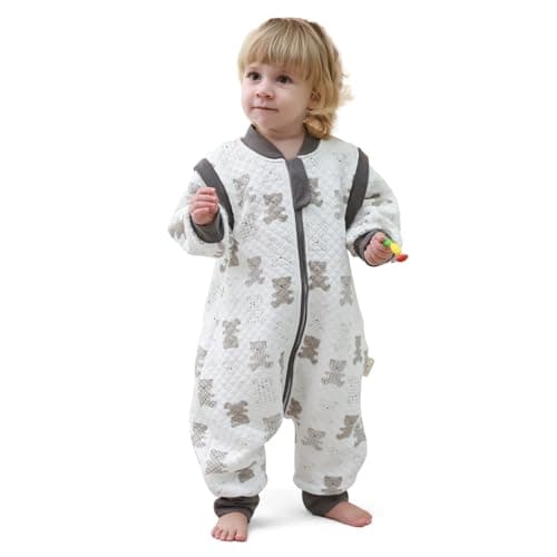 MIKAFEN Baby Sleeping Bag with Feet, 2.0 Tog, Removable Sleeves 6-18 months