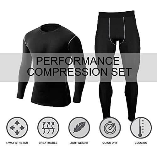 LANBAOSI Mens Thermal Base Layer Set, Compression Top & Leggings Underwear — view 5