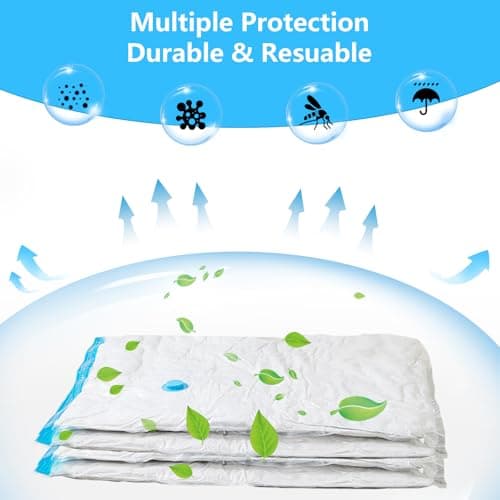 Vacuum Compression Storage Bags for Clothes - 8 Pack Reusable Space Saver Bags with Wired Electric Air Pump for travel (2 * 100 x 80 cm, 3 * 80 x 60 cm, 3 * 70 x 50 cm) — view 5