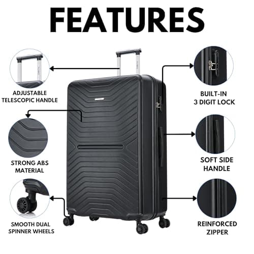 FLYMAX 29" Large Suitcase 4 Wheel Lightweight Luggage Hard Shell Travel Case Hold Check in Fits 23kg - 27kg + 3 Digit Lock Suitcase Large + Telescopic Handle 100 Litre Capacity — view 2