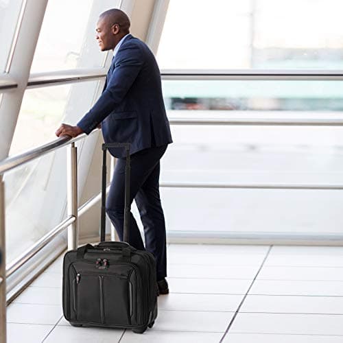 Aerolite Premium Padded Business Laptop Roller Case with 2 Wheels Approved for Ryanair Priority Boarding, Easyjet Plus, BA and More Airlines. Fits up to 15.6 Inch Laptops (Black) — view 3