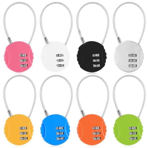 Tenbrachian 8 Pcs Combination Padlocks, Small Padlock for Suitcase Padlocks, 3 Digit Luggage Locks with Codes, Security Travel Combination Locks for Suitcase Backpacks Bag Cabinets Gym Locks(Round)